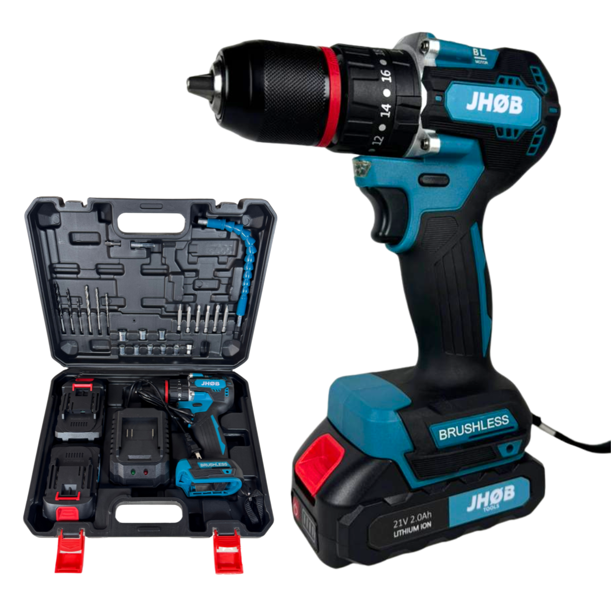 Taladro Inalámbrico Percutor Sin Escobillas Jhob Tools