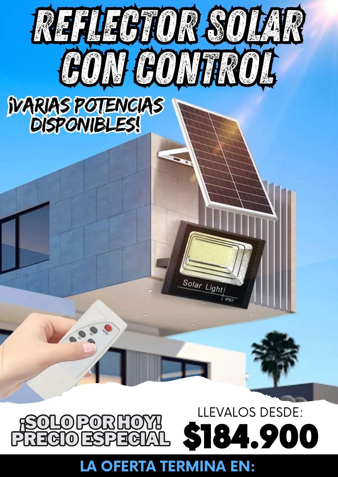 Reflector Solar 1200W + Control + Pernos