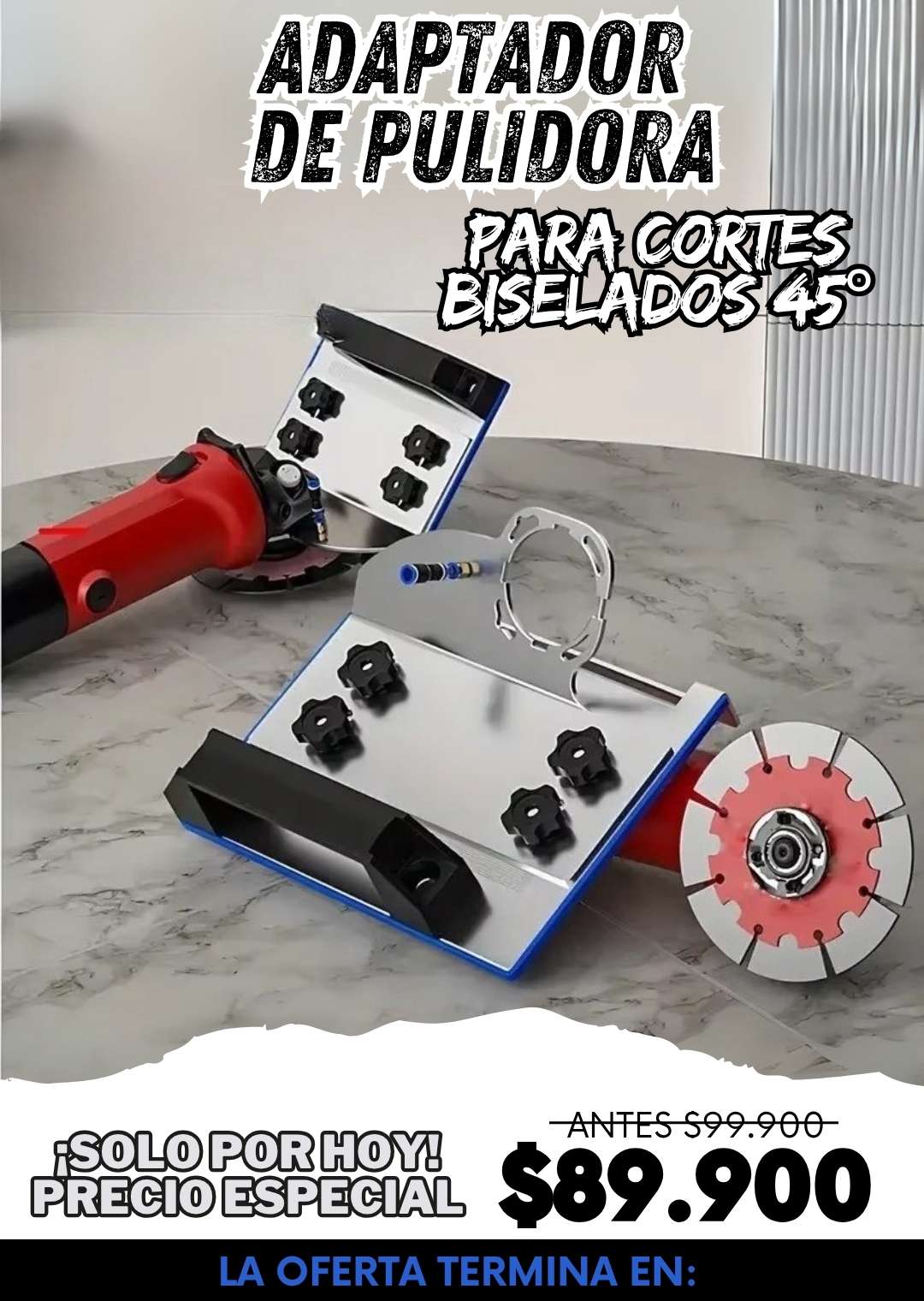 Adaptador de pulidora para cortes biselados 45°