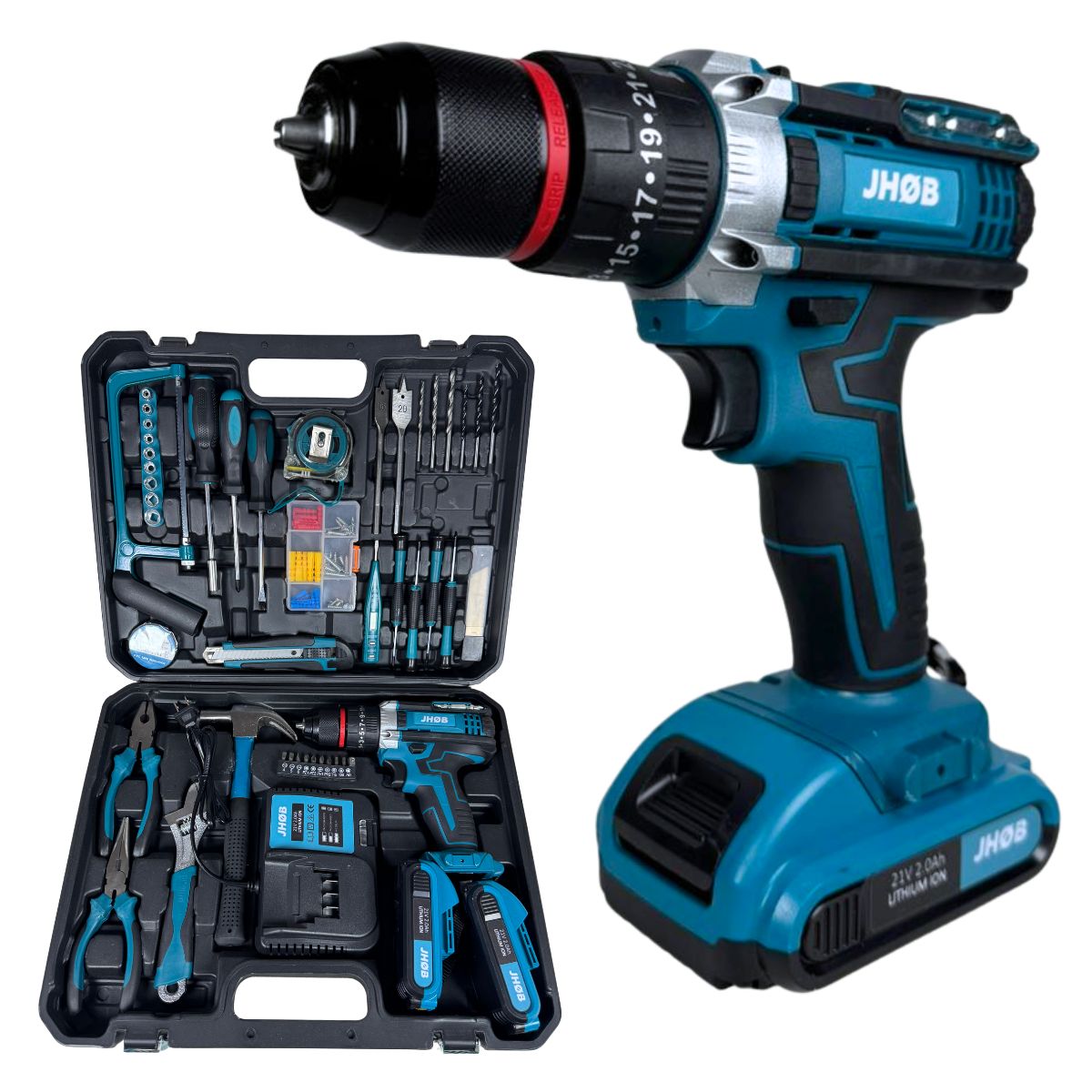 Taladro Inalámbrico + Set Herramientas Jhob Tools