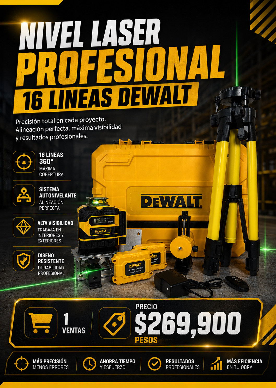 Nivel Laser 16 Profesional Lineas Dewalt
