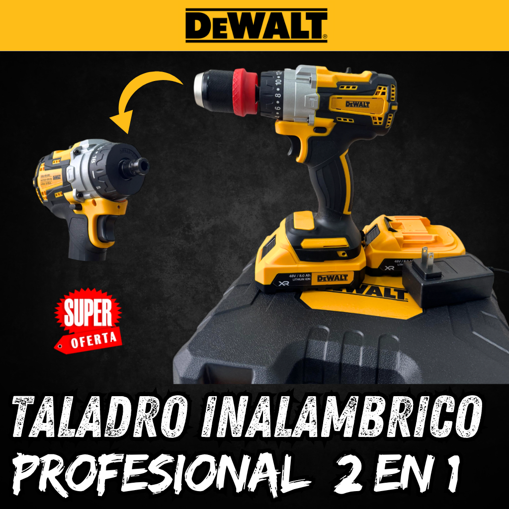 Taladro Inalámbrico DeWALT 2 En 1  + Accesorios