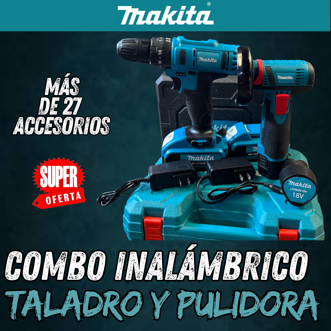 Combo Inalámbrico Profesional Makita Taladro y Pulidora